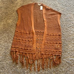 Maurice’s Size Small Rust Fringe Cardigan